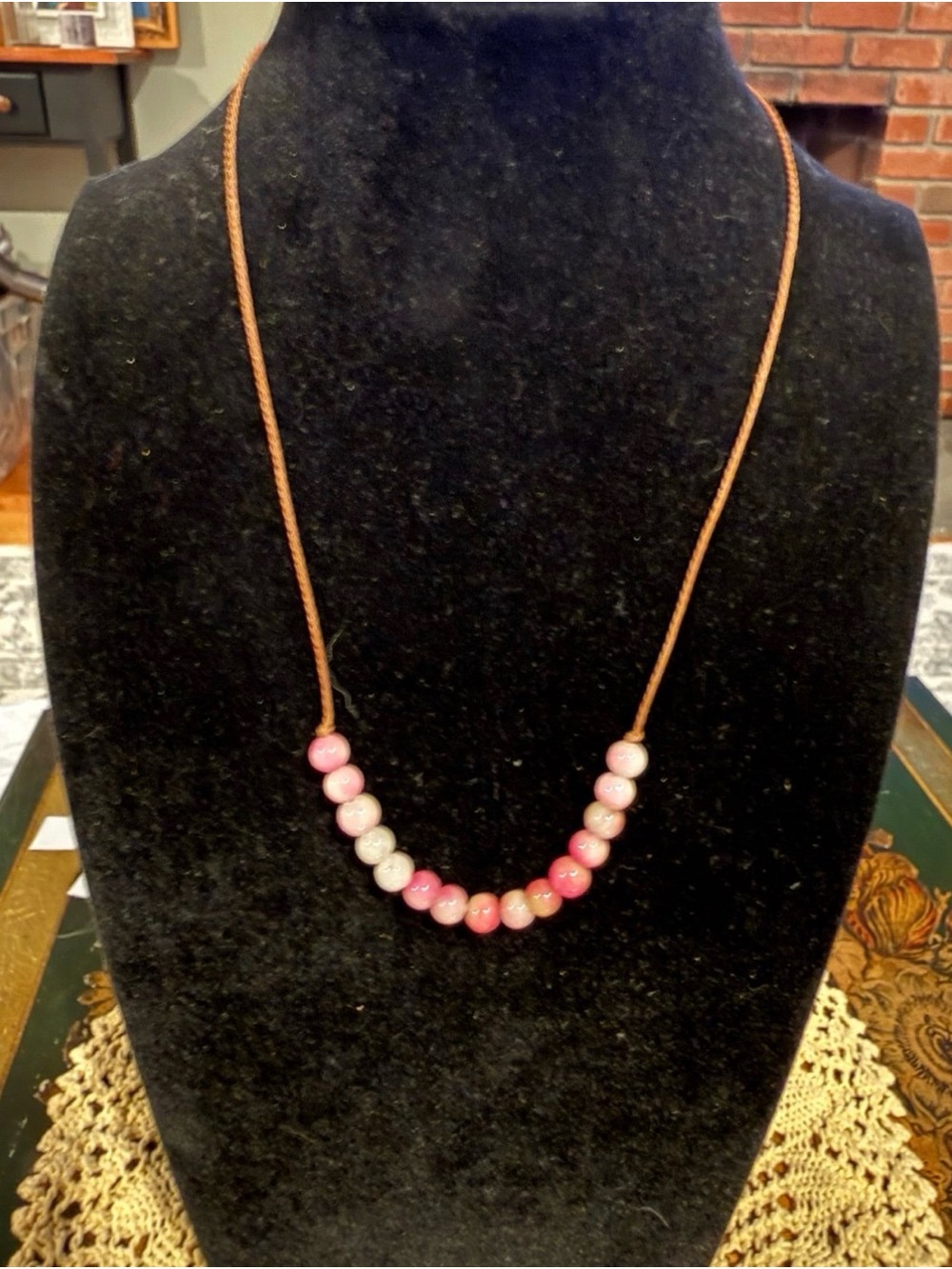 Handcrafted Pink glass Bead Necklace - Women Jewelry